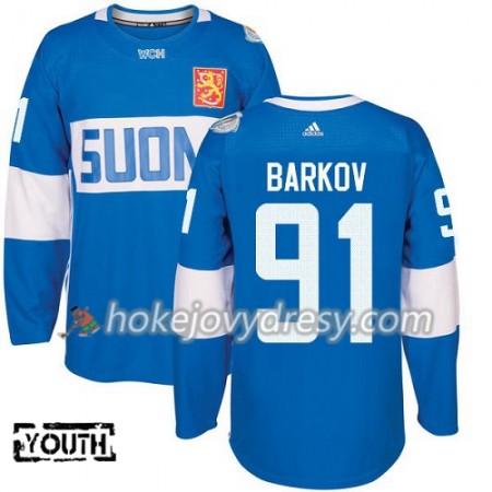 Dětské Hokejový Dres Finsko Aleksander Barkov 91 Světový pohár v ledním hokeji 2016 Modrá Premier